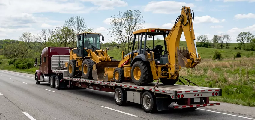 Loader and Backhoe Tractors Transport Boston